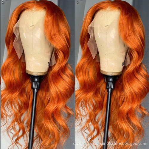 WR Ginger Red Blonde Orange Color Natural Brazilian Human Hair Lace Front Wigs Pre Plucked Virgin Ginger Wigs